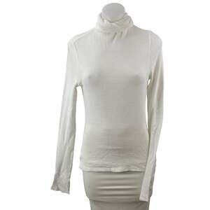 The Range Womens White Turtleneck Long Sleeve Waffle Knit Thermal Sweater Top XS